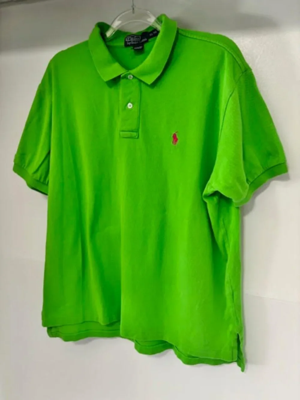 Polo Ralph Lauren Men’s XL Green Pique Polo Shirt Pink Pony Logo Short Sleeve